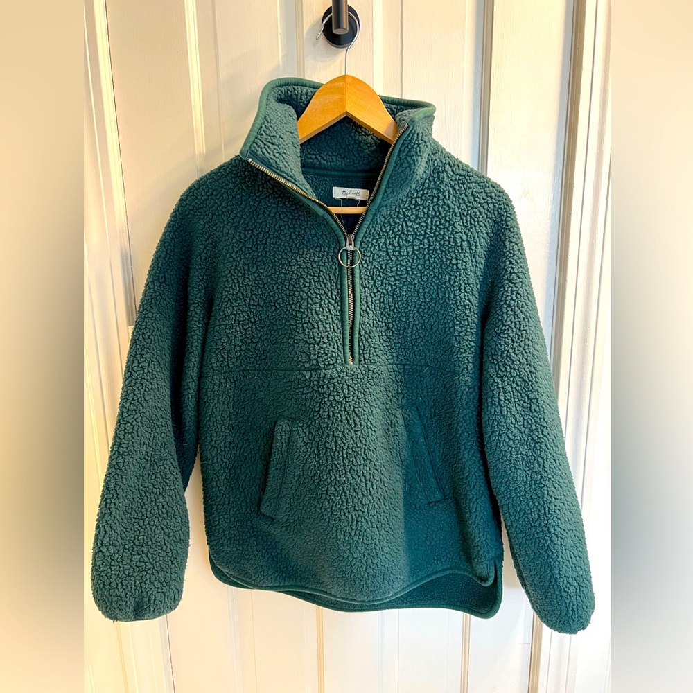 Madewell women’s pullover green fleece Small S